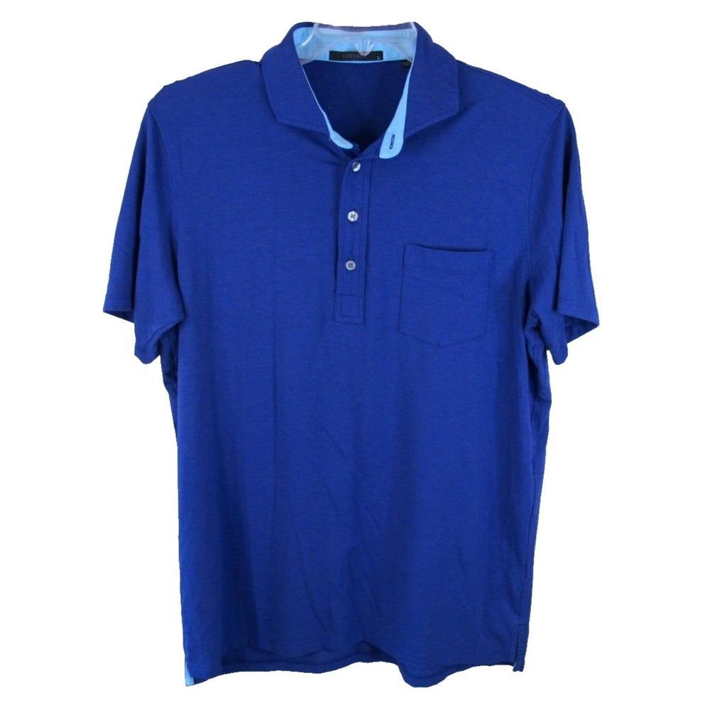 Greyson Short‎ Sleeve Performance Pocket Polo Shirt Men's Large Blue Stretch